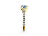 Yellow gold Fancy Blue Round  Brilliant Diamond Solitaire with Pavé Band and Four-Prong Setting 3