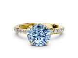 Yellow gold Fancy Blue Round  Brilliant Pavé Band Solitaire with Four-Prong Setting_58