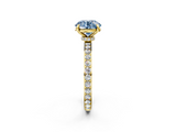 Yellow gold Fancy Blue Round  Brilliant Pavé Band Solitaire with Four-Prong Setting_60