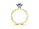 Yellow gold Fancy Blue Round  Brilliant Pavé Band Solitaire with Four-Prong Setting_61