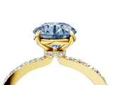Yellow gold Fancy Blue Round  Brilliant Pavé Band Solitaire with Four-Prong Setting_62