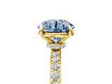 Yellow gold Fancy Blue Round  Brilliant Pavé Band Solitaire with Four-Prong Setting_63