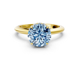 Yellow gold Fancy Blue Round  Brilliant Solitaire Engagement Ring with Six-Prong Setting and Classic Band_20