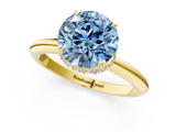 Yellow gold Fancy Blue Round  Brilliant Solitaire Engagement Ring with Six-Prong Setting and Classic Band_21