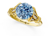 Yellow gold Fancy Blue Round  Brilliant Solitaire with Pave Band and Four-Prong Setting_22