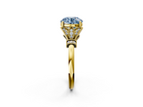 Yellow gold Fancy Blue Round  Brilliant Solitaire with Pave Band and Four-Prong Setting_23
