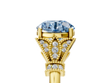 Yellow gold Fancy Blue Round  Brilliant Solitaire with Pave Band and Four-Prong Setting_26