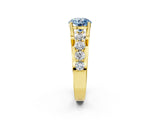 Yellow gold Fancy Blue Round  Brilliant Solitaire with Side Stones on a Pave Band and Four-Prong Setting_14
