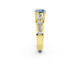 Yellow gold Fancy Blue Round  Brilliant Solitaire with Side Stones on a Pave Band and Four-Prong Setting_26