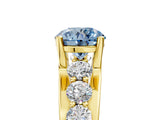 Yellow gold Fancy Blue Round  Brilliant Solitaire with Side Stones on a Pave Band and Four-Prong Setting_29