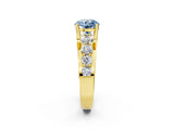 Yellow gold Fancy Blue Round  Brilliant Solitaire with Side Stones on a Pave Band and Four-Prong Setting_91