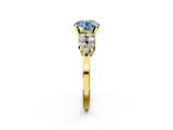 Yellow gold Fancy Blue Round  Cluster Diamond Engagement Ring with Pavé Band and Four-Prong Setting_33