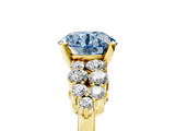 Yellow gold Fancy Blue Round  Cluster Diamond Engagement Ring with Pavé Band and Four-Prong Setting_36