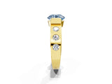 Yellow gold Fancy Blue Round Cut Brilliant Channel-Set Diamond Ring with Bezel Prong Setting_1