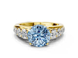 Yellow gold Fancy Blue Round Cut Brilliant Diamond Pavé Band with Six-Prong Setting_12