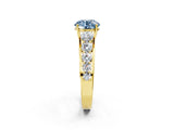 Yellow gold Fancy Blue Round Cut Brilliant Diamond Pavé Band with Six-Prong Setting_14