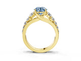 Yellow gold Fancy Blue Round Cut Brilliant Diamond Pavé Band with Six-Prong Setting_15
