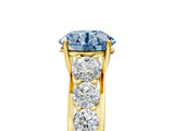 Yellow gold Fancy Blue Round Cut Brilliant Diamond Pavé Band with Six-Prong Setting_17