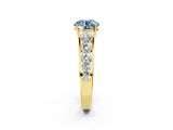 Yellow gold Fancy Blue Round Cut Brilliant Diamond Pavé Band with Six-Prong Setting_2