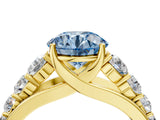 Yellow gold Fancy Blue Round Cut Brilliant Diamond Pavé Band with Six-Prong Setting_4