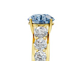 Yellow gold Fancy Blue Round Cut Brilliant Diamond Pavé Band with Six-Prong Setting_5