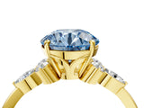 Yellow gold Fancy Blue Round Cut Brilliant Diamond Solitaire Ring with Pear Side Stones and Four-Prong Setting_7
