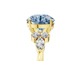 Yellow gold Fancy Blue Round Cut Brilliant Diamond Solitaire Ring with Pear Side Stones and Four-Prong Setting_8