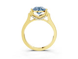 Yellow gold Fancy Blue Round Cut Brilliant Solitaire Diamond Ring with Channel Set Band and Bar Prong Setting_3