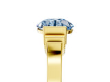 Yellow gold Fancy Blue Round Cut Brilliant Solitaire Diamond Ring with Channel Set Band and Bar Prong Setting_5
