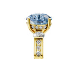 Yellow gold Fancy Blue Round Cut Brilliant Three-Stone Pave Band with Four-Prong Setting_5