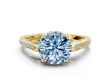 Yellow gold Fancy Blue Round  Cut Cathedral Pave Diamond Engagement Ring with Six-Prong Setting_32