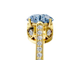 Yellow gold Fancy Blue Round  Cut Cathedral Pave Diamond Engagement Ring with Six-Prong Setting_37