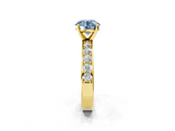 Yellow gold Fancy Blue Round  Cut Channel Set Diamond Engagement Ring with Four-Prong Setting_223