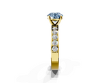 Yellow gold Fancy Blue Round  Cut Channel Set Diamond Engagement Ring with Four-Prong Setting_224