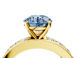 Yellow gold Fancy Blue Round  Cut Channel Set Diamond Engagement Ring with Four-Prong Setting_227