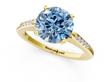 Yellow gold Fancy Blue Round  Cut Channel Set Solitaire Engagement Ring with Four-Prong Setting_226