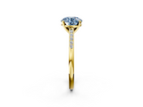 Yellow gold Fancy Blue Round  Cut Channel Set Solitaire Engagement Ring with Four-Prong Setting_227