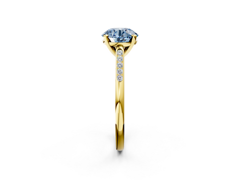 Yellow gold Fancy Blue Round  Cut Channel Set Solitaire Engagement Ring with Four-Prong Setting_227