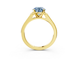 Yellow gold Fancy Blue Round  Cut Channel Set Solitaire Engagement Ring with Four-Prong Setting_228