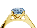Yellow gold Fancy Blue Round  Cut Channel Set Solitaire Engagement Ring with Four-Prong Setting_229