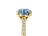 Yellow gold Fancy Blue Round  Cut Channel Set Solitaire Engagement Ring with Four-Prong Setting_230