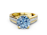 Yellow gold Fancy Blue Round  Cut Channel Set Solitaire Engagement Ring with Prong Setting_20
