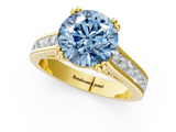 Yellow gold Fancy Blue Round  Cut Channel Set Solitaire Engagement Ring with Prong Setting_21