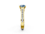 Yellow gold Fancy Blue Round  Cut Channel Set Solitaire Engagement Ring with Prong Setting_22
