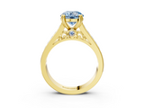 Yellow gold Fancy Blue Round  Cut Channel Set Solitaire Engagement Ring with Prong Setting_23