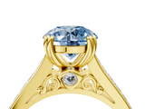 Yellow gold Fancy Blue Round  Cut Channel Set Solitaire Engagement Ring with Prong Setting_24