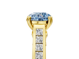 Yellow gold Fancy Blue Round  Cut Channel Set Solitaire Engagement Ring with Prong Setting_25