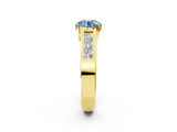 Yellow gold Fancy Blue Round Cut Cut Channel Set Solitaire Ring with Four-Prong Setting_2