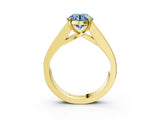 Yellow gold Fancy Blue Round Cut Cut Channel Set Solitaire Ring with Four-Prong Setting_3