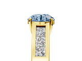 Yellow gold Fancy Blue Round Cut Cut Channel Set Solitaire Ring with Four-Prong Setting_5